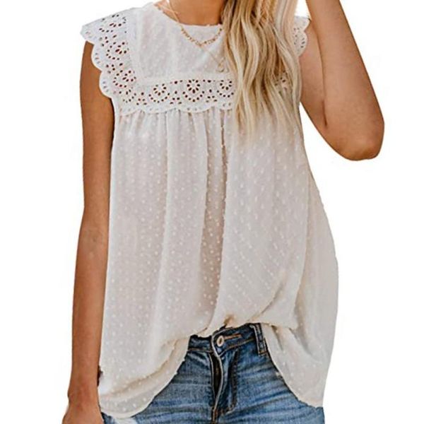 women's blouses & shirts women round neck lace hook knitted poverty vest shirt casual fashion, White
women's blouses & shirts women round neck lace hook knitted poverty vest shirt casual fashion, White
