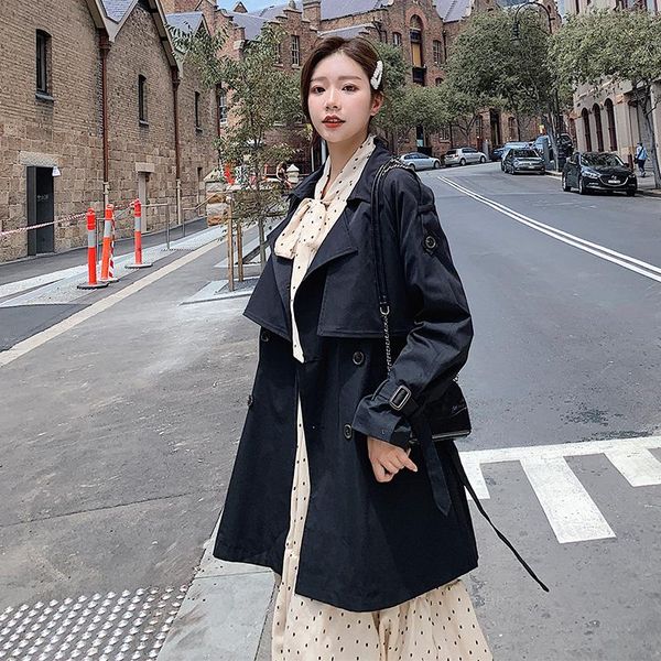 women's trench coats korean casual coat women vintage solid black long overcoat loose elegant autumn chamarras mujer clothing mm60wfy, Tan;black
women's trench coats korean casual coat women vintage solid black long overcoat loose elegant autumn chamarras mujer clothing mm60wfy, Tan;black