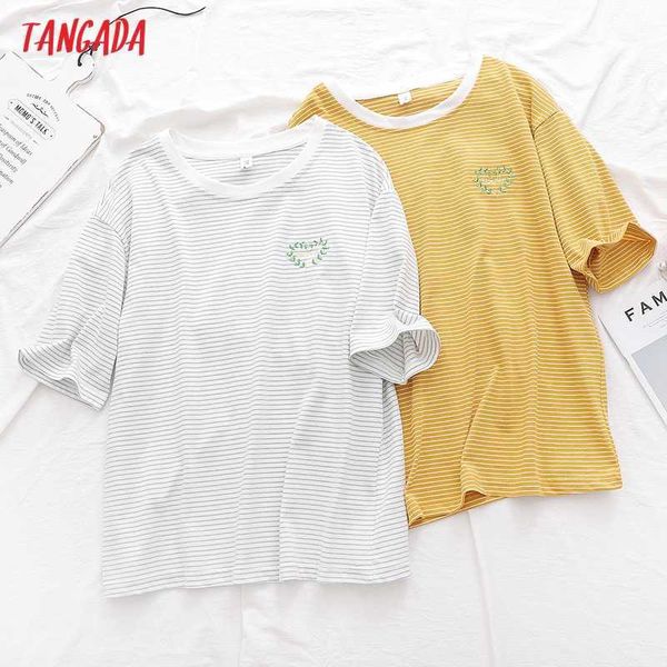 tangada women striped emboridery cotton t shirt short sleeve o neck tees ladies casual tee shirt street wear 2y02 210609, White
tangada women striped emboridery cotton t shirt short sleeve o neck tees ladies casual tee shirt street wear 2y02 210609, White