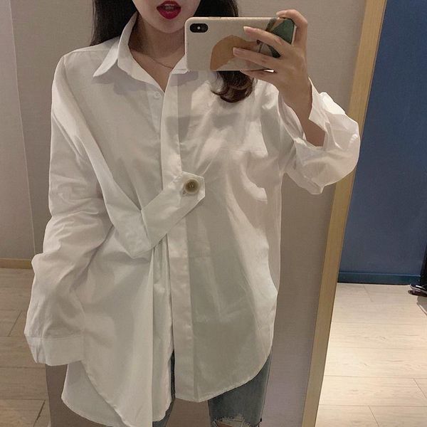women's blouses & shirts women and korean fashion style oversize shirt ladies designer button long sleeve irregular blouse harajuku cl, White
women's blouses & shirts women and korean fashion style oversize shirt ladies designer button long sleeve irregular blouse harajuku cl, White