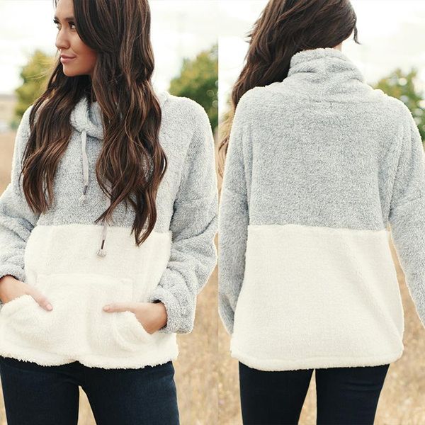 women's jackets women fleece turtleneck sweatshirts autumn winter fashion ladies pullovers warm pocket soft patchwork jacket, Black;brown
women's jackets women fleece turtleneck sweatshirts autumn winter fashion ladies pullovers warm pocket soft patchwork jacket, Black;brown