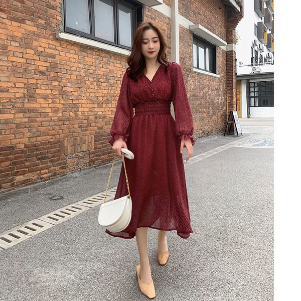 2021 Mid-spring Calf Ladies Polka Dot Print V-neck Elastic Waist Chiffon Button Bohemian Dress 73lt, Black;gray
2021 Mid-spring Calf Ladies Polka Dot Print V-neck Elastic Waist Chiffon Button Bohemian Dress 73lt, Black;gray