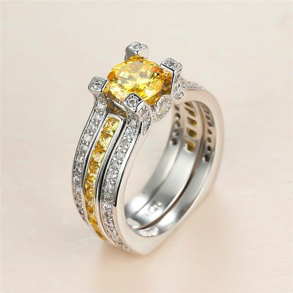 wedding rings vintage female yellow crystal stone ring dainty silver color big engagement for women charm round zircon set, Slivery;golden
wedding rings vintage female yellow crystal stone ring dainty silver color big engagement for women charm round zircon set, Slivery;golden