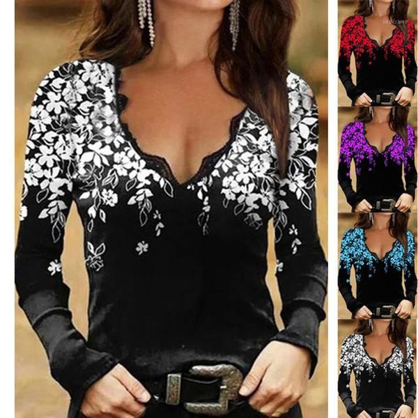 women's t-shirt autumn floral print women casual long sleeve tshirt lace up v-neck fashion tee female plus size clothing, White
women's t-shirt autumn floral print women casual long sleeve tshirt lace up v-neck fashion tee female plus size clothing, White