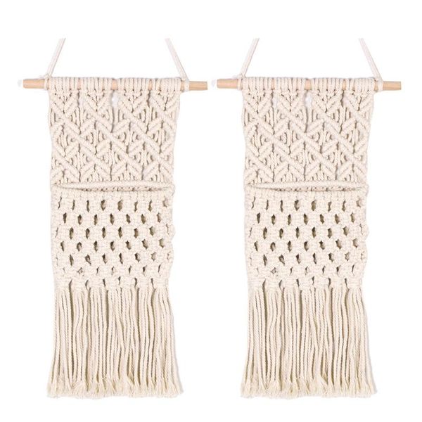 2pcs macrame magazine holder,key organizer cotton woven hanging flowers storage boho wall decor,11x19.6inch
2pcs macrame magazine holder,key organizer cotton woven hanging flowers storage boho wall decor,11x19.6inch