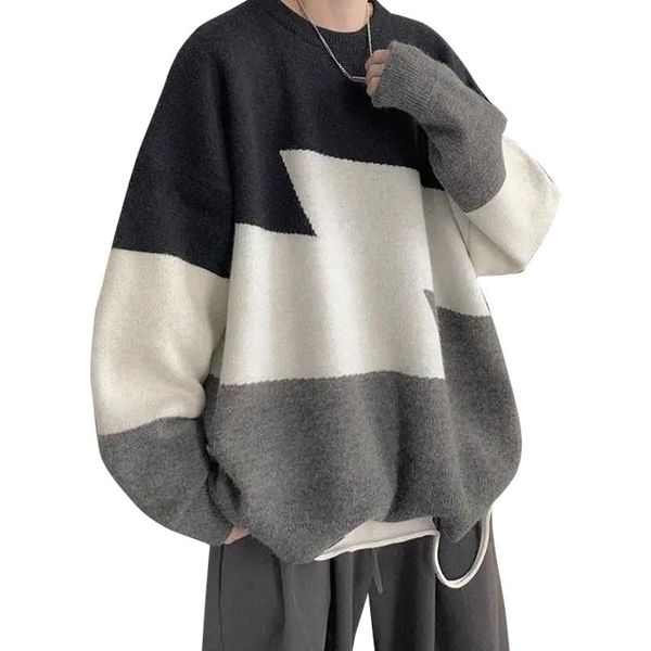 men's sweaters winter men o-neck oversized sweater 2021 hip hop harajuku streetwear korean style loose warm patchwork pullover knitwear, White;black
men's sweaters winter men o-neck oversized sweater 2021 hip hop harajuku streetwear korean style loose warm patchwork pullover knitwear, White;black