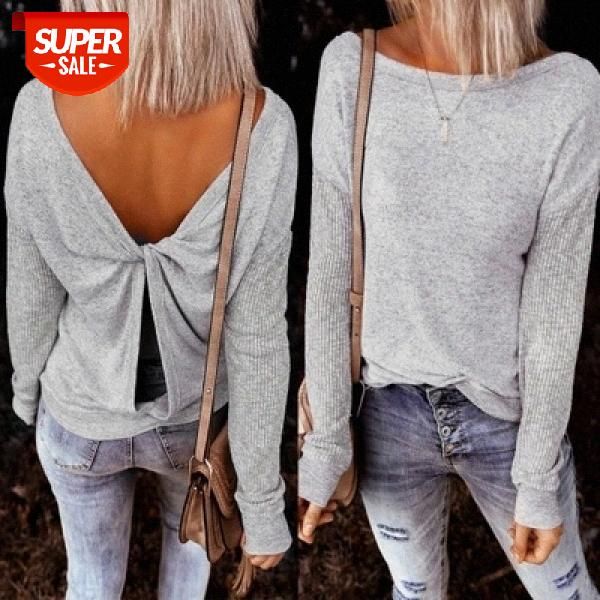 spring autumn women t-shirt casual o neck long sleeve solid t-shirt backless hollow out kink pleated gray loose female #ow6q, White
spring autumn women t-shirt casual o neck long sleeve solid t-shirt backless hollow out kink pleated gray loose female #ow6q, White