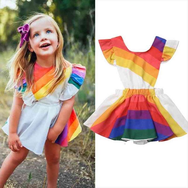 1-5y summer pretty cute girl dresses toddler kids baby girls romper ruffles sleeve backless belt rainbow print a-line, Red;yellow
1-5y summer pretty cute girl dresses toddler kids baby girls romper ruffles sleeve backless belt rainbow print a-line, Red;yellow