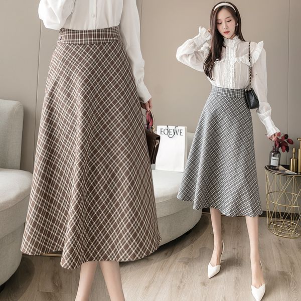 new 2021 vintage plaid skirt women midi high waist a-line office lady business work outfits 938f, Black
new 2021 vintage plaid skirt women midi high waist a-line office lady business work outfits 938f, Black