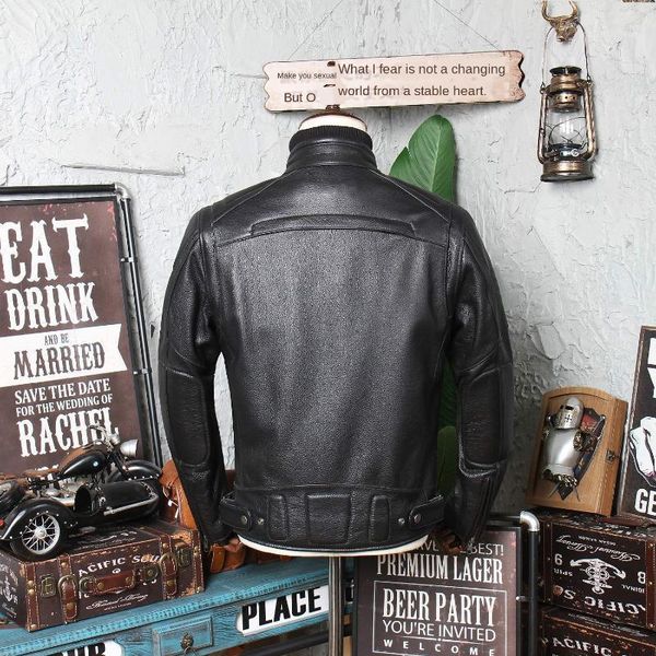 men's leather & faux detachable inner qiu dong kuan genuine clothes motorcycle jacket riding stand collar full-grain male, Black
men's leather & faux detachable inner qiu dong kuan genuine clothes motorcycle jacket riding stand collar full-grain male, Black
