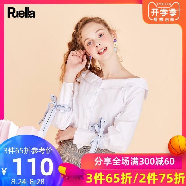 white shirt woman 2021 season one word lead easy bow horn sleeve design feel autumn men's dress shirts, White;black
white shirt woman 2021 season one word lead easy bow horn sleeve design feel autumn men's dress shirts, White;black