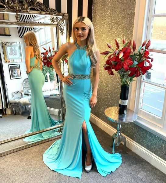 party dresses long beaded mermaid halter prom with slit custom made criss-cross back evening gowns dress for women, White;black
party dresses long beaded mermaid halter prom with slit custom made criss-cross back evening gowns dress for women, White;black