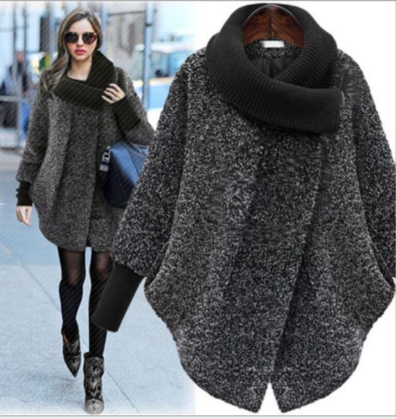 women's wool & blends european and american fashion style winter high-neck woolen coat mid-length loose, Black
women's wool & blends european and american fashion style winter high-neck woolen coat mid-length loose, Black