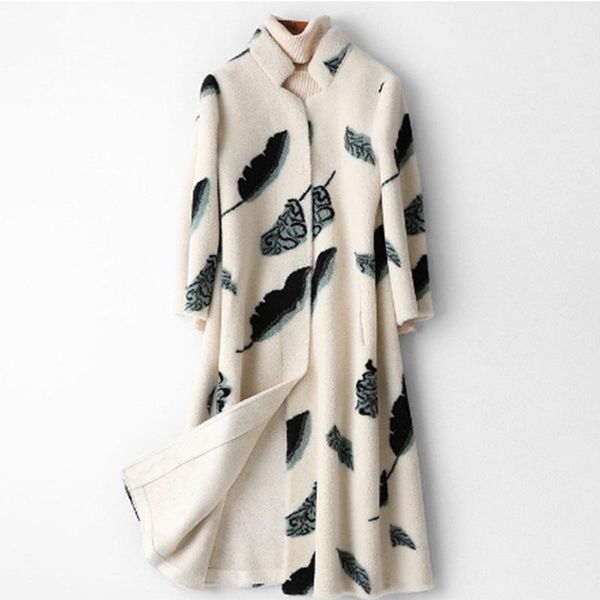 women's fur & faux elegant white print flower real coat office lady winter wool clothes women warm jacket middle length genuine overcoa, Black
women's fur & faux elegant white print flower real coat office lady winter wool clothes women warm jacket middle length genuine overcoa, Black