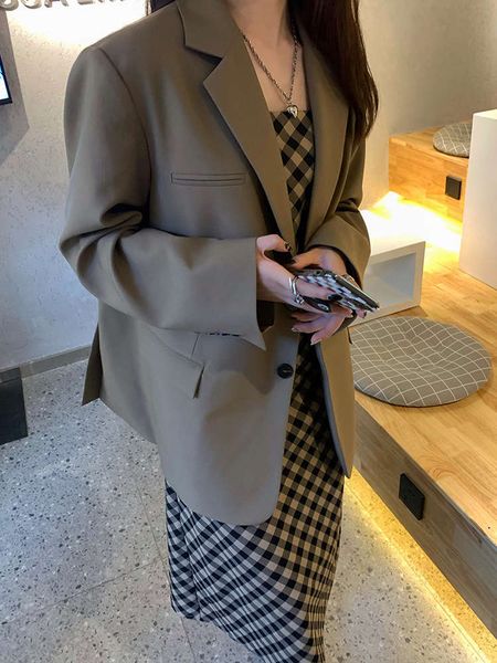 hyii suit coat women's autumn version versatile loose casual top, Black;brown
hyii suit coat women's autumn version versatile loose casual top, Black;brown