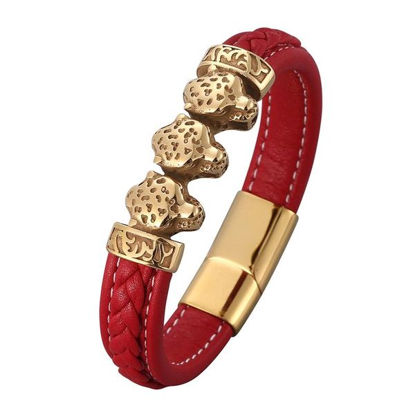 charm bracelets golden stainless steel leopard head men red leather wristband magnetic buckle bangles punk rock male jewelry pd0842, Golden;silver
charm bracelets golden stainless steel leopard head men red leather wristband magnetic buckle bangles punk rock male jewelry pd0842, Golden;silver