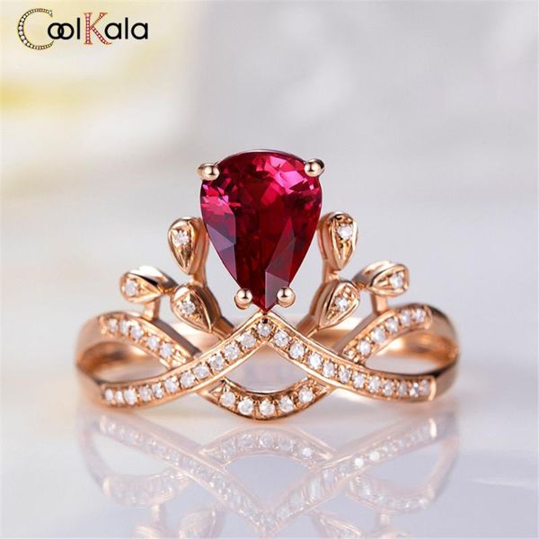 wedding rings coolkala crown water drop shaped red tourmaline open ring with rose gold plating for women, Slivery;golden
wedding rings coolkala crown water drop shaped red tourmaline open ring with rose gold plating for women, Slivery;golden