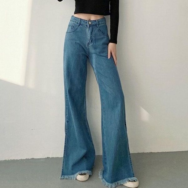 women's jeans women flared vintage high waist bell bottom denim pants loose split trousers, Blue
women's jeans women flared vintage high waist bell bottom denim pants loose split trousers, Blue