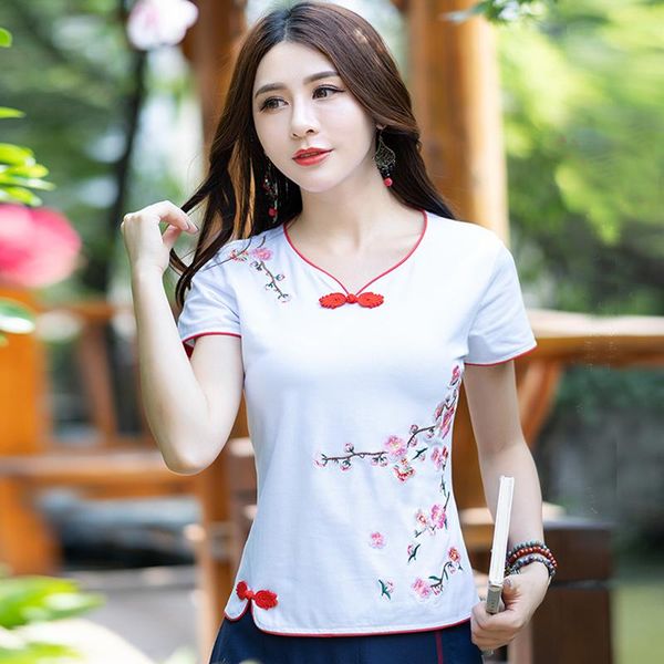 women's blouses & shirts vintage folk-custom short floral printi ladies elegant exotic embroidery thin o-neck blouse shirt women casual, White
women's blouses & shirts vintage folk-custom short floral printi ladies elegant exotic embroidery thin o-neck blouse shirt women casual, White
