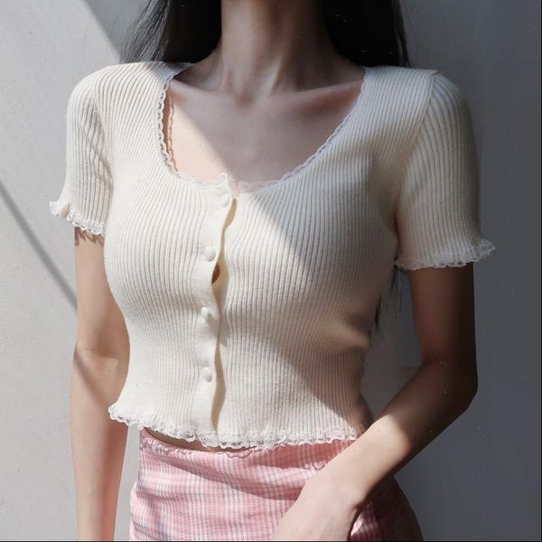 women sweater women button through ribbed crop knit with lace trimming drop shipping high quality, White;black
women sweater women button through ribbed crop knit with lace trimming drop shipping high quality, White;black