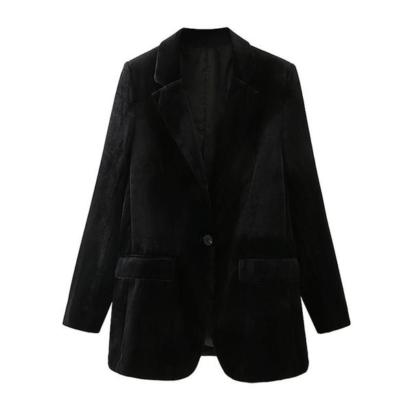 csmdtyjl winter women black velvet blazer coat vintage long sleeve single button female outerwear chic streetwear, White;black
csmdtyjl winter women black velvet blazer coat vintage long sleeve single button female outerwear chic streetwear, White;black
