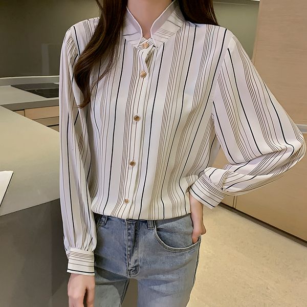 woman chiffon vertical stripe shirts of ladies and 2021 stripes korean style mujer x75h, White
woman chiffon vertical stripe shirts of ladies and 2021 stripes korean style mujer x75h, White