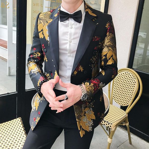 men's suits & blazers designer floral blazer fashion golden tulip pattern print jacket double breasted wedding slim, White;black
men's suits & blazers designer floral blazer fashion golden tulip pattern print jacket double breasted wedding slim, White;black
