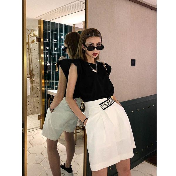 women's t-shirt 21 summer leisure waistcoat vest women sleeveless black clothes y2k aesthetic, White
women's t-shirt 21 summer leisure waistcoat vest women sleeveless black clothes y2k aesthetic, White