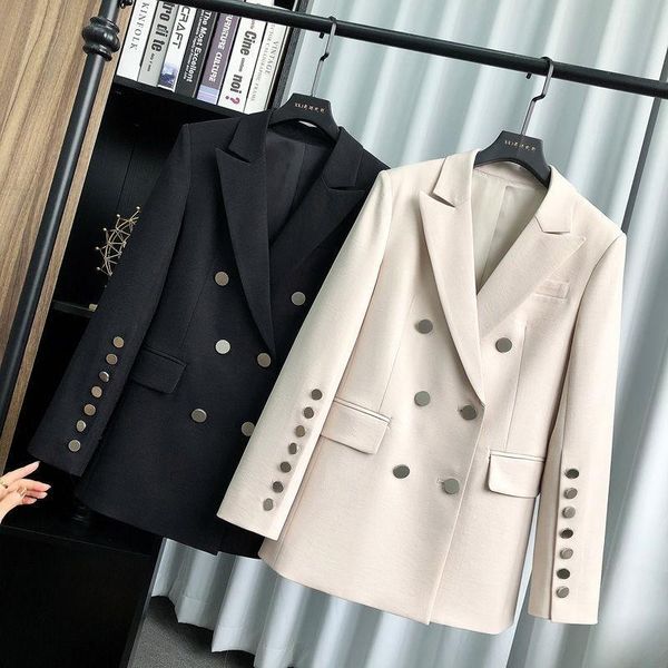 women's suits & blazers 2021 autumn fashion double breasted pockets casual outwears female korean office ladies formal suit s181, White;black
women's suits & blazers 2021 autumn fashion double breasted pockets casual outwears female korean office ladies formal suit s181, White;black