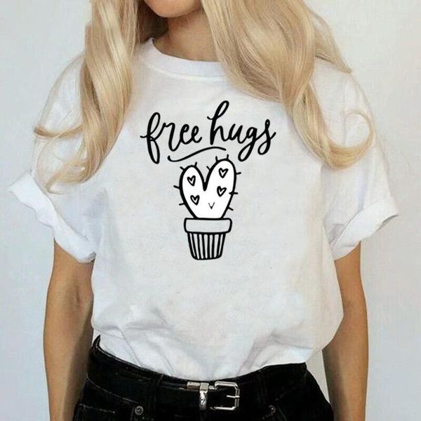 women's t-shirt funny cactus lovers potted plant hugs t shirt women summer casual harajuku tshirt short sleeve cotton tee femme, White
women's t-shirt funny cactus lovers potted plant hugs t shirt women summer casual harajuku tshirt short sleeve cotton tee femme, White