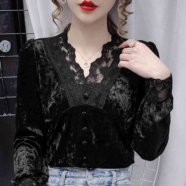 long sleeve lace v-neck black velour blouse shirt blusa women blouse women blusas mujer de moda women clothing d960 210602, White
long sleeve lace v-neck black velour blouse shirt blusa women blouse women blusas mujer de moda women clothing d960 210602, White