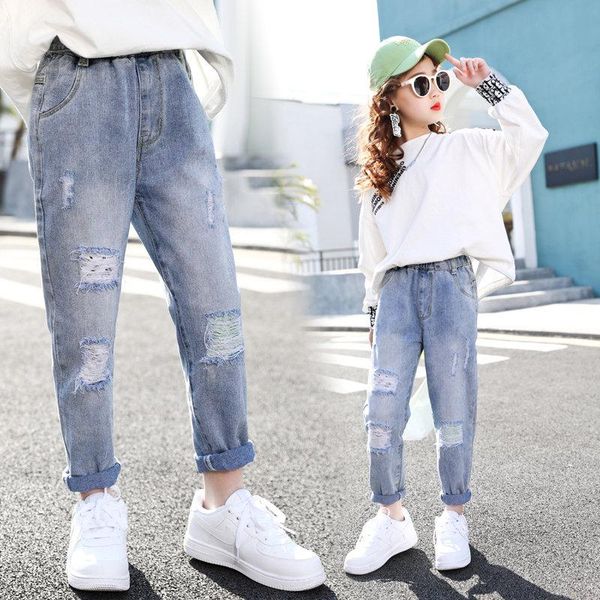jeans teen girls ripped hole pencil pants casual style school denim high waist trousers children stretch destroy 4-13, Blue
jeans teen girls ripped hole pencil pants casual style school denim high waist trousers children stretch destroy 4-13, Blue