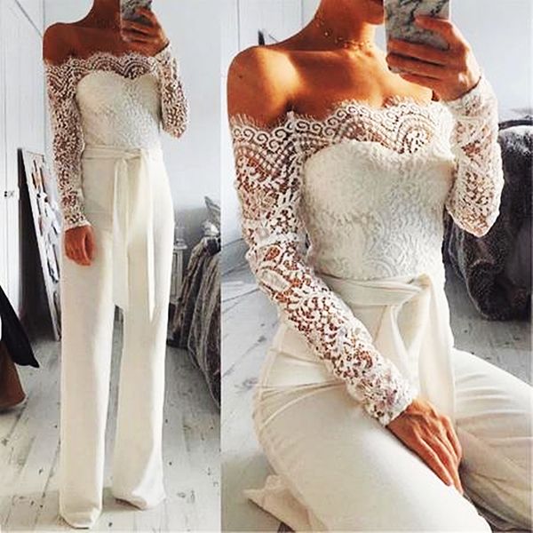 stylish white ivory jumpsuit prom dresses lace long sleeves bateau neck pant suits 2021 women formal evening gowns special occasion wear, Black
stylish white ivory jumpsuit prom dresses lace long sleeves bateau neck pant suits 2021 women formal evening gowns special occasion wear, Black