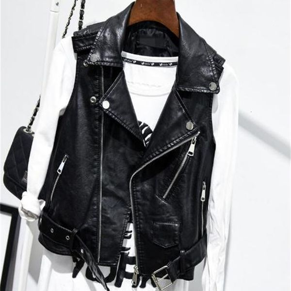 women's sweaters 2021est womens black pu leather winter autumn vests motorcycle jacket waistcoat vest with belt short veste j2982, White;black
women's sweaters 2021est womens black pu leather winter autumn vests motorcycle jacket waistcoat vest with belt short veste j2982, White;black