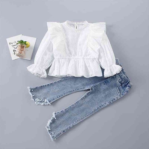 2-7 years spring girl clothing set fashion floral solid shirt pearl jeans kid children girls, White
2-7 years spring girl clothing set fashion floral solid shirt pearl jeans kid children girls, White