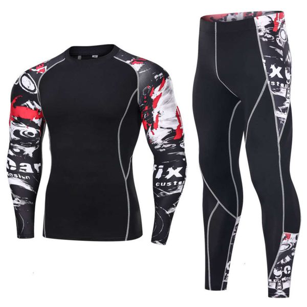 long sleeve tights printed men's fitness two piece quick dry t-shirt breathable running suit, Gray
long sleeve tights printed men's fitness two piece quick dry t-shirt breathable running suit, Gray