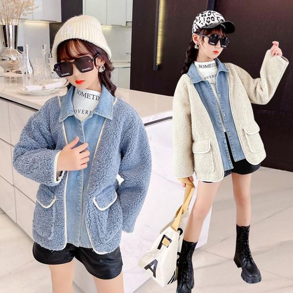 jackets teenage girls autumn winter fleece fur jacket for kids coat denim patchwork lambswool blends children outerwear warm coats, Blue;gray
jackets teenage girls autumn winter fleece fur jacket for kids coat denim patchwork lambswool blends children outerwear warm coats, Blue;gray