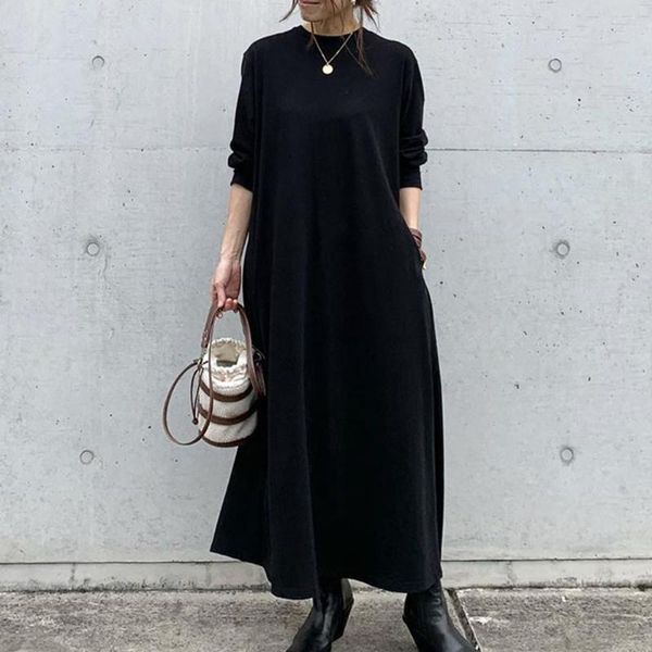 casual dresses spring elegant office ladies korean black vintage women long pleated plain female 2021 retro maxi dress, Black;gray
casual dresses spring elegant office ladies korean black vintage women long pleated plain female 2021 retro maxi dress, Black;gray