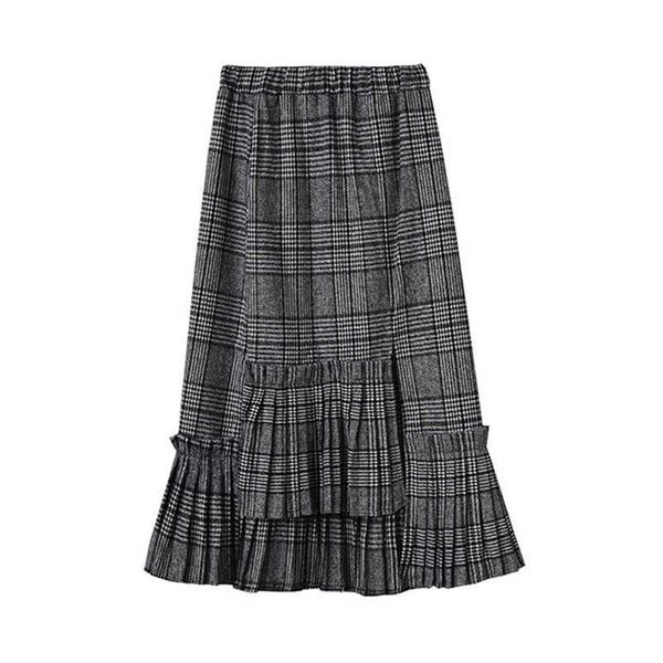 perhaps u gray khaki plaid elastic waist pleat winter autumn empire asymmetrical side split skirt casual s0115 210529, Black
perhaps u gray khaki plaid elastic waist pleat winter autumn empire asymmetrical side split skirt casual s0115 210529, Black