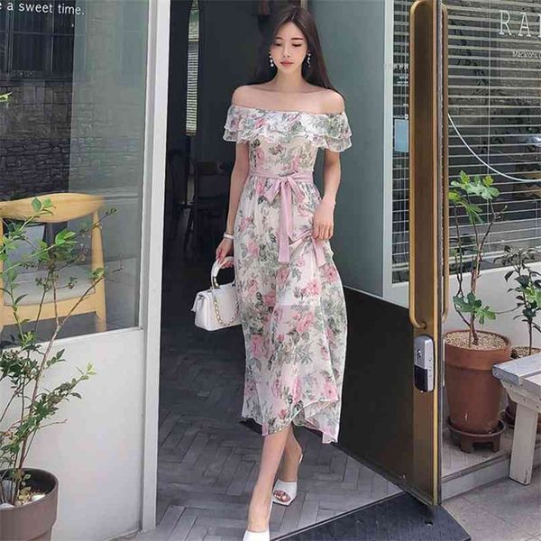 long floral dress for women summer korea ruffle sleeveless off shoulder chiffon sundress ladies elegant print maxi dresses 210602, Black;gray
long floral dress for women summer korea ruffle sleeveless off shoulder chiffon sundress ladies elegant print maxi dresses 210602, Black;gray