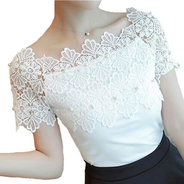 women's blouses & shirts hollow out women short sleeve blouse ladies fashion elegant lace patchwork shirt casual top, White
women's blouses & shirts hollow out women short sleeve blouse ladies fashion elegant lace patchwork shirt casual top, White