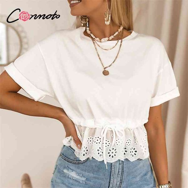 conmoto casual white drawstring waistband t-shirt ruffled o-neck short sleeve t cotton elegant holiday shirts summer 210623
conmoto casual white drawstring waistband t-shirt ruffled o-neck short sleeve t cotton elegant holiday shirts summer 210623
