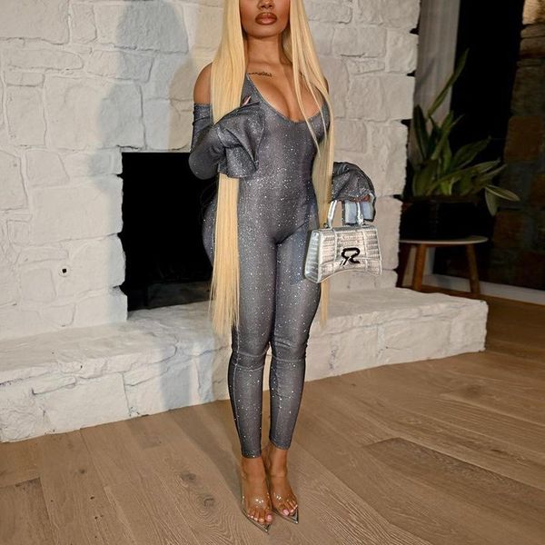 women's jumpsuits & rompers bkld autumn women clothing 2021 shiny cold shoulder v-neck flare sleeve zipper party jumpsuit one piece out, Black;white
women's jumpsuits & rompers bkld autumn women clothing 2021 shiny cold shoulder v-neck flare sleeve zipper party jumpsuit one piece out, Black;white