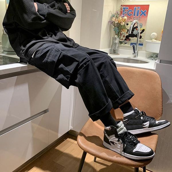 men casual pants cargo pockets loose fashion autumn winter trousers harajuku korean style ulzzang brand chic bottoms simple men's, Black
men casual pants cargo pockets loose fashion autumn winter trousers harajuku korean style ulzzang brand chic bottoms simple men's, Black