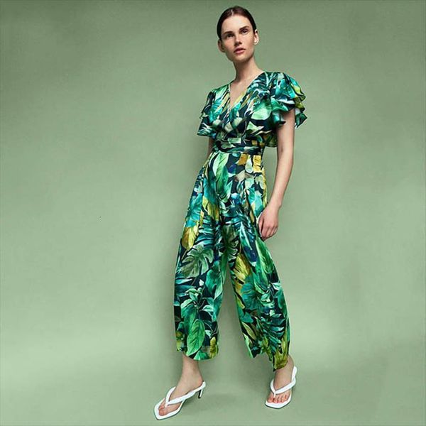 d976 european v neck ruffles womens jumpsuit green leaves print summer stylish jumpsuits overall fitness clothing, Black;white
d976 european v neck ruffles womens jumpsuit green leaves print summer stylish jumpsuits overall fitness clothing, Black;white