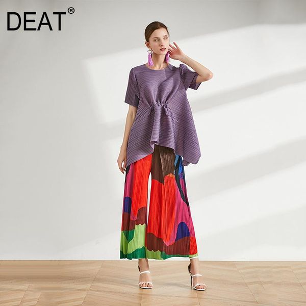 women's two piece pants deat pleated set women drawstring short sleeve loose + watermelon colorful thin casual 2021 summer ht362, White
women's two piece pants deat pleated set women drawstring short sleeve loose + watermelon colorful thin casual 2021 summer ht362, White