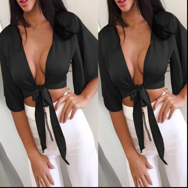 new womens satin silk tie knot crop ladies front flared sleeve plunge neck shirts drop shipping, White
new womens satin silk tie knot crop ladies front flared sleeve plunge neck shirts drop shipping, White
