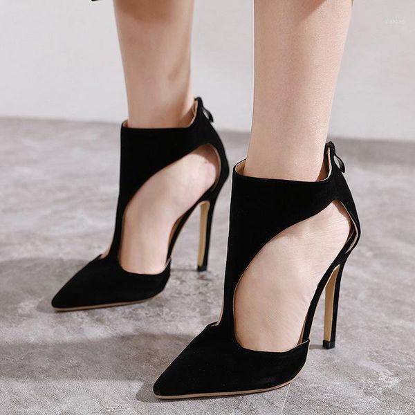 european hollow out sandals super thin high heels woman shoes pointy toe back zip summer sandalia feminina black flock 20211
european hollow out sandals super thin high heels woman shoes pointy toe back zip summer sandalia feminina black flock 20211