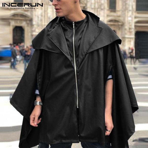 men's trench coats solid color men lapel oversized streetwear zipper irregular ponchos 2021 casual cloak windbreakers s-5xl incerun 7, Tan;black 
men's trench coats solid color men lapel oversized streetwear zipper irregular ponchos 2021 casual cloak windbreakers s-5xl incerun 7, Tan;black