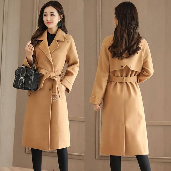 women's wool & blends women outerwear autumn winter clothing fashion warm woolen slim female elegant belt double breasted coat 2021, Black
women's wool & blends women outerwear autumn winter clothing fashion warm woolen slim female elegant belt double breasted coat 2021, Black